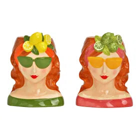 Vase Frau mit Zitrone / Limette