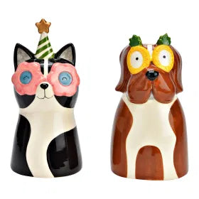Hund Katze Vase