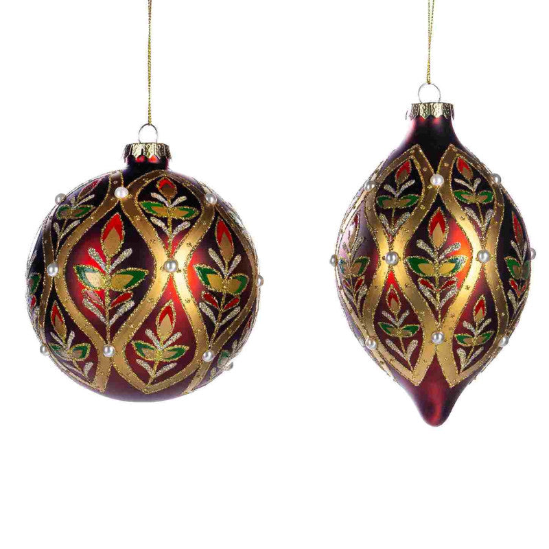 Perlen Netz rot gold