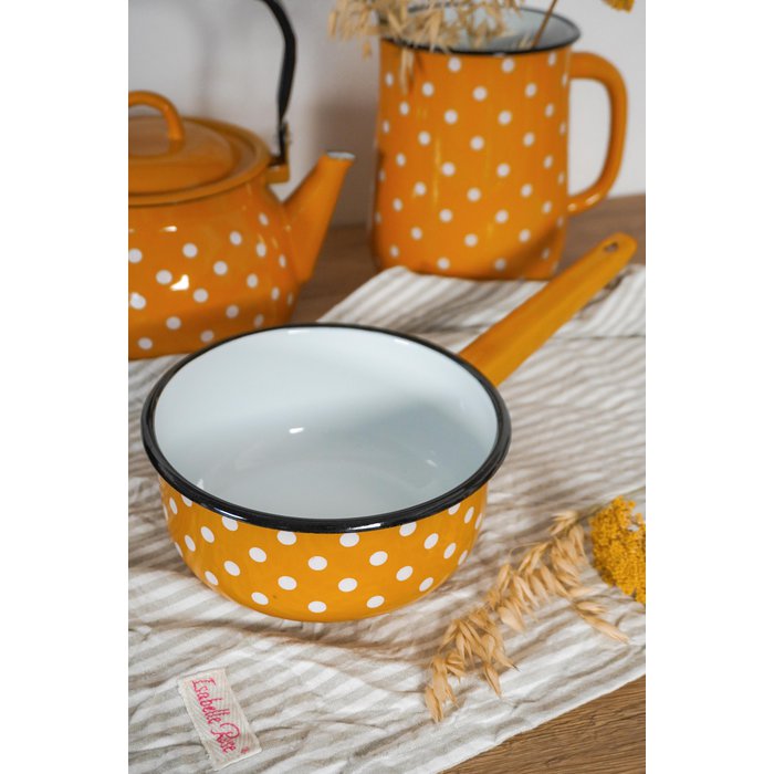 Emaillierte Soßenpfanne Polka Dot Senf