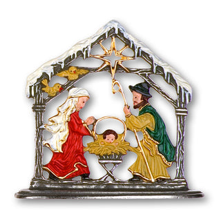 Nativity scene with a snow roof