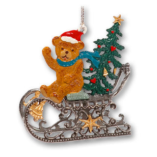 3D miniature bear on sled