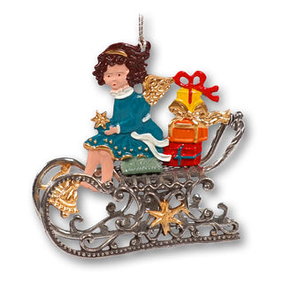 3D miniature angel on sleigh