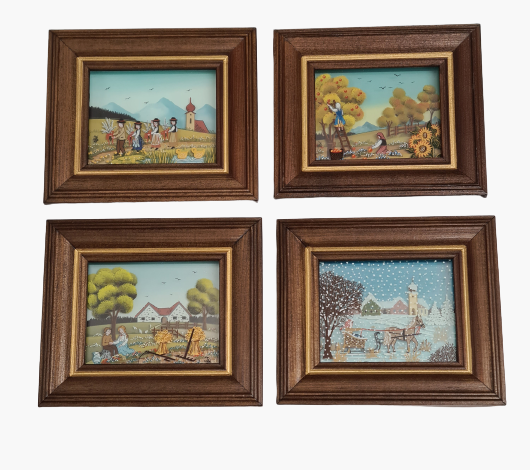 Hinterglas 4-Jahreszeiten Set 3-D