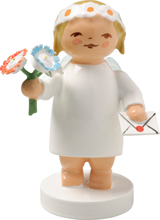Well-wisher angel with bouquet and letter