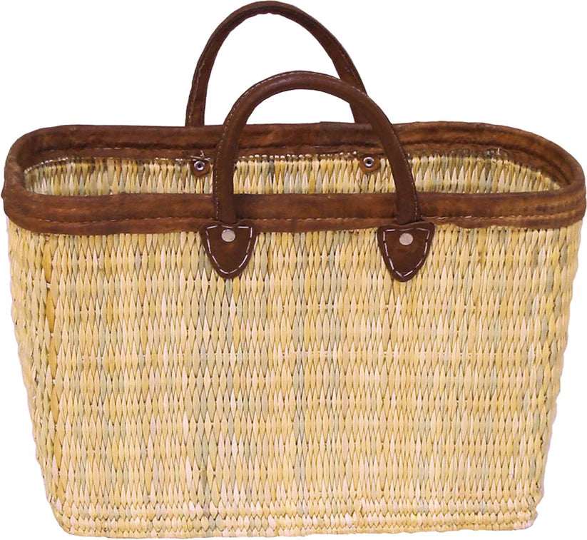 Korbtasche mit Lederrand kurze Griffe