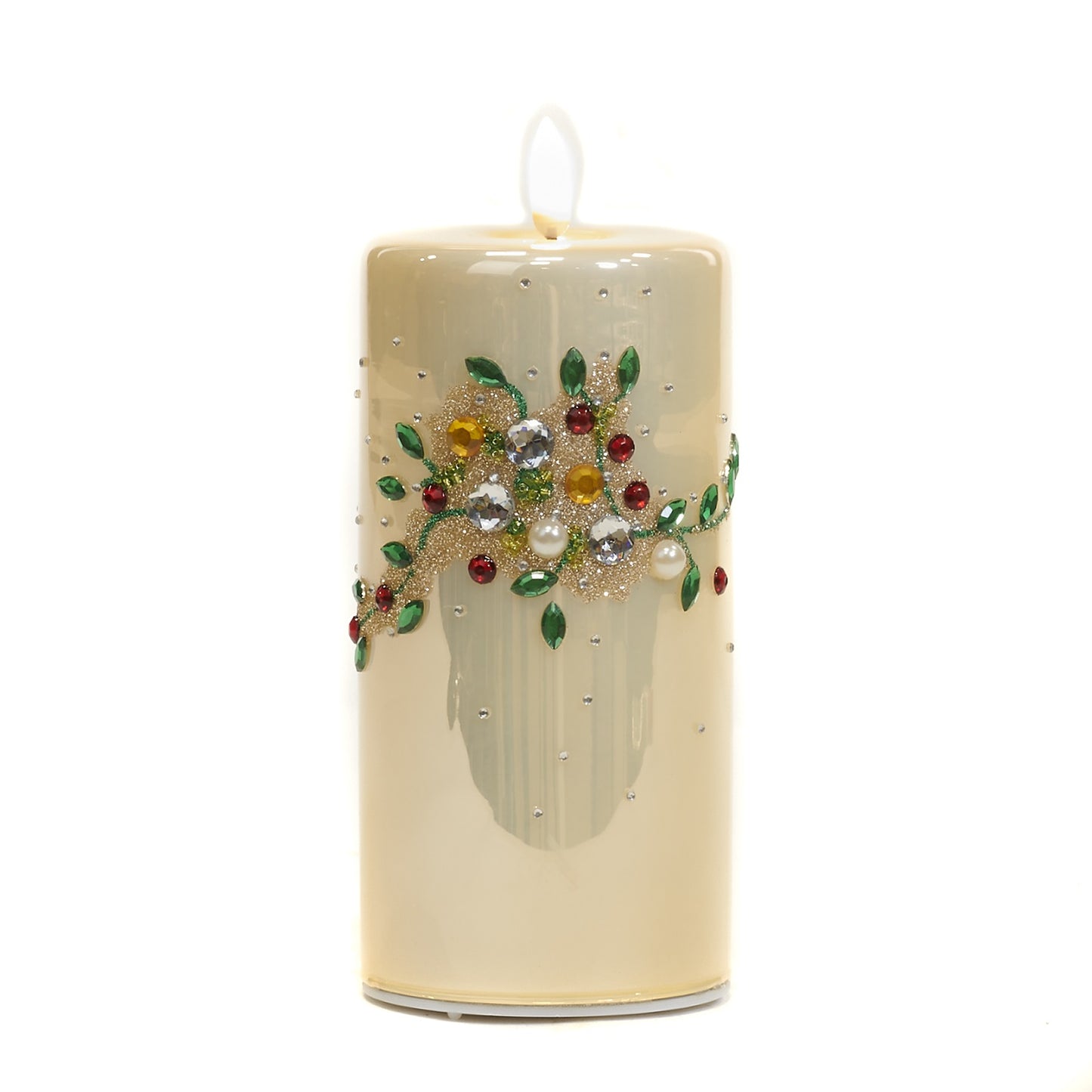 LED glass candle with jewels