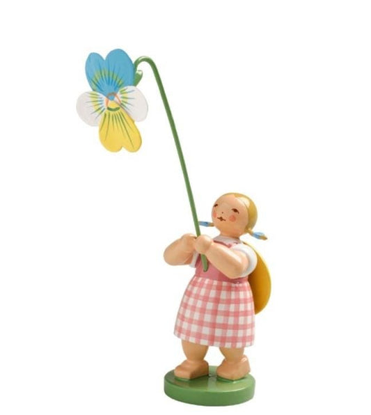 Girl with pansies