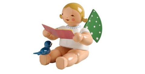 Engel mit Liederbuch und Vogel